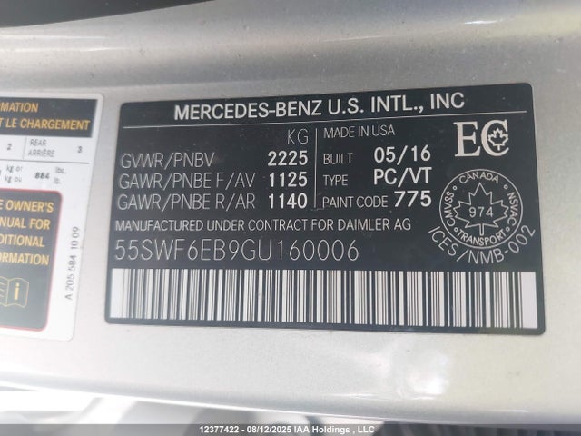 55SWF6EB9GU160006 Mercedes-Benz C-Class