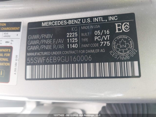 55SWF6EB9GU160006 Mercedes-Benz C-Class