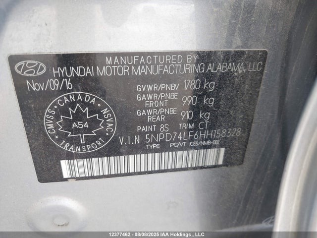 Hyundai 2017 2017 5NPD74LF6HH158328 Image 9