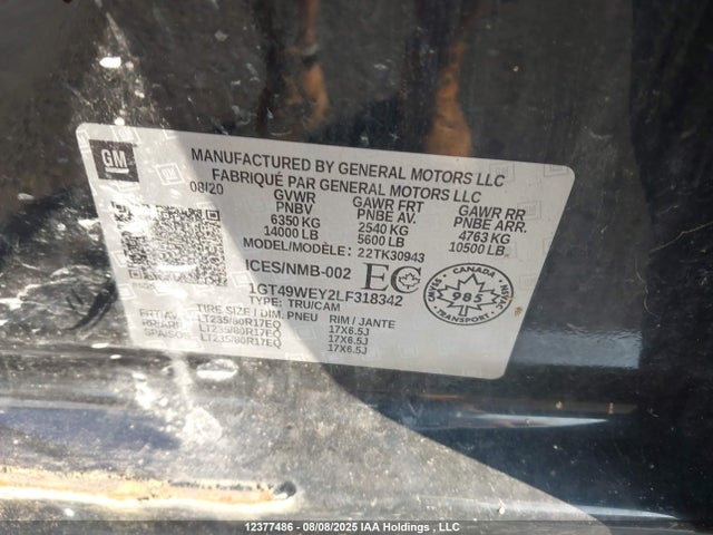 1GT49WEY2LF318342 GMC l5p - di, duramax, gen 5 var. 1