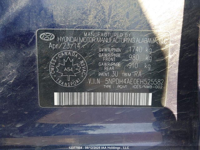 Hyundai dohc mpi nu 2014 5NPDH4AE0EH525582 Image 18