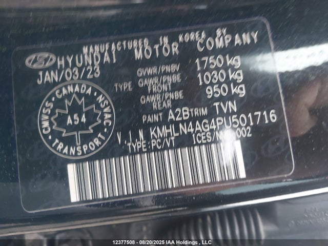 Hyundai mpi nu pe 2023 KMHLN4AG4PU501716 Image 9