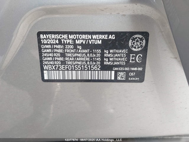 BMW X1 2025 WBX73EF01S5151562 Image 9