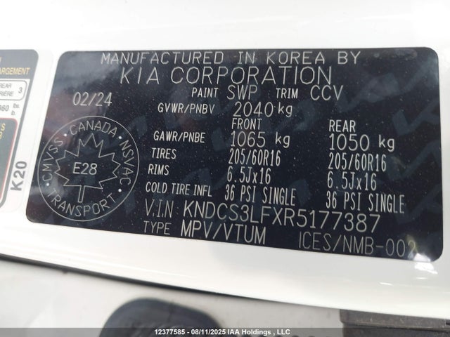 Aukcja sprzedaży 2024 Kia Niro Plug-in Hybrid Ex, vin: KNDCS3LFXR5177387, numer aukcji: 12377585