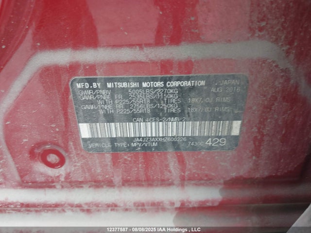 Mitsubishi 3.0 sohc mivec 2017 JA4JZ3AXXHZ600226 Image 19
