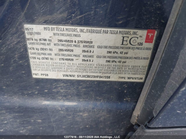 5YJXCBE23HF047208 Tesla MODEL X