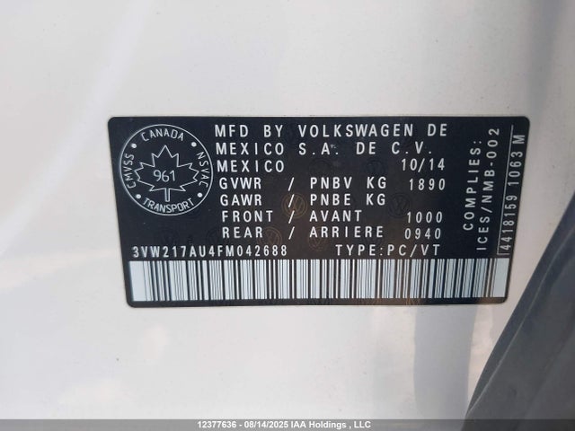 Volkswagen 2015 2015 3VW217AU4FM042688 Image 19