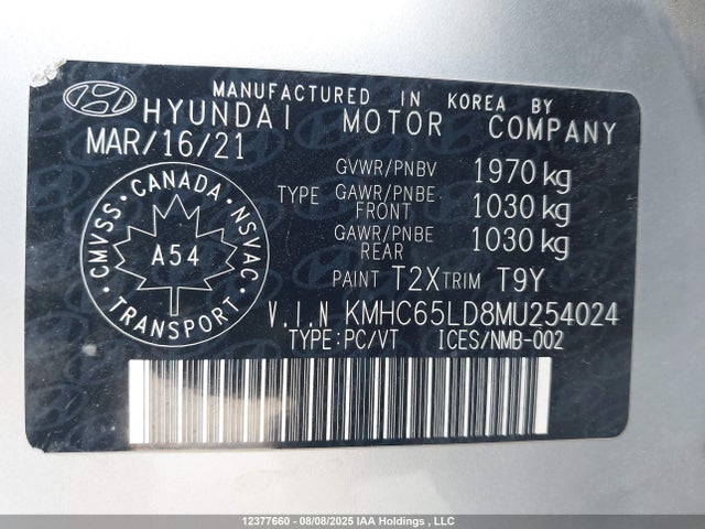 Hyundai gdi kappa 2021 KMHC65LD8MU254024 Image 19