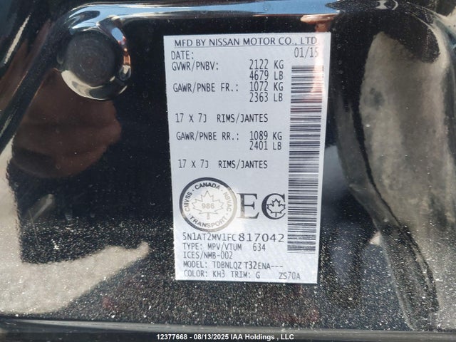 Nissan 2015 2015 5N1AT2MV1FC817042 Image 9