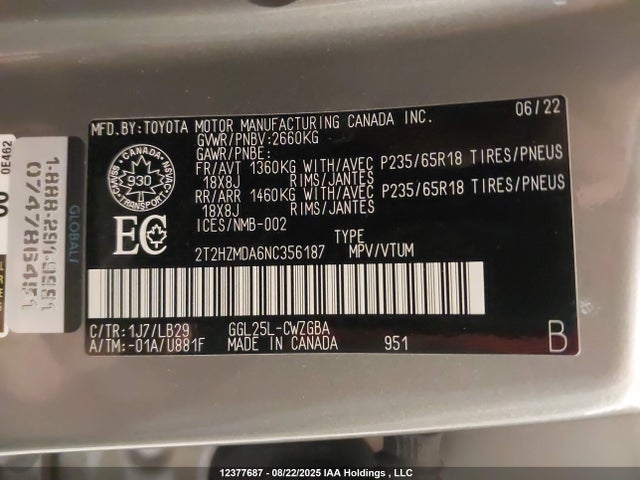2T2HZMDA6NC356187 Lexus 2gr-fks