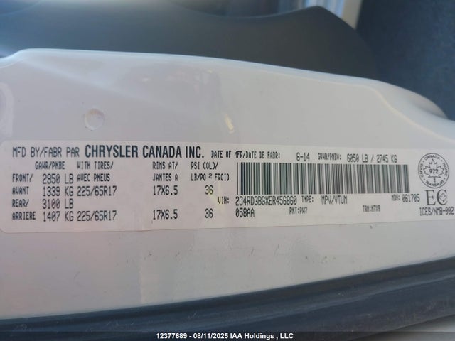 2C4RDGBGXER456860 Dodge Grand Caravan
