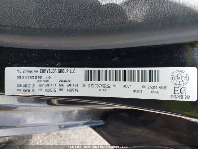 1C3CCCAB6FN507202 Chrysler 2015