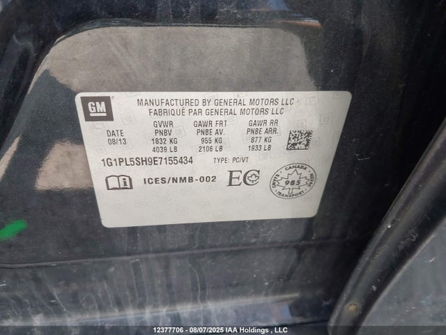 Chevrolet luw 2014 1G1PL5SH9E7155434 Image 9
