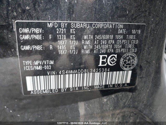 4S4WMADD8L3425384 Subaru 2020
