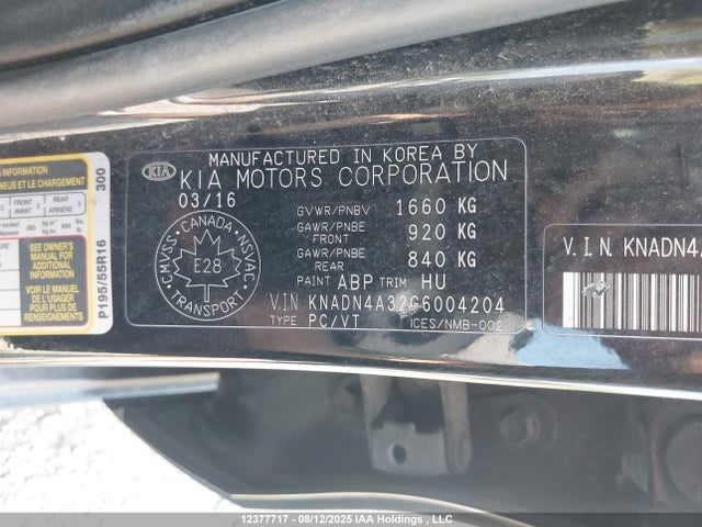KIA gamma 2016 KNADN4A32G6004204 Image 9