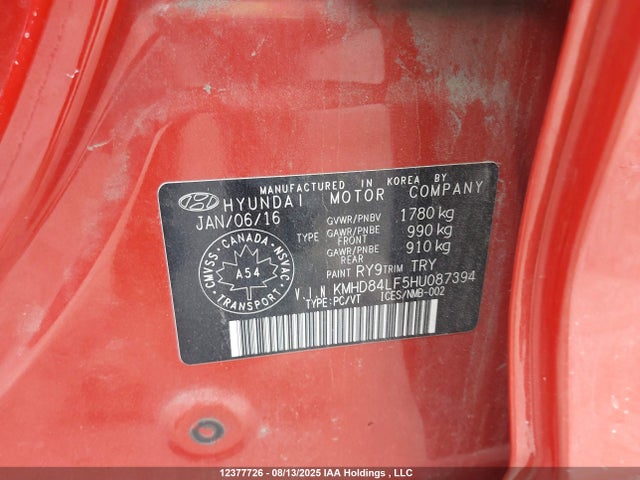 Hyundai 2017 2017 KMHD84LF5HU087394 Image 9