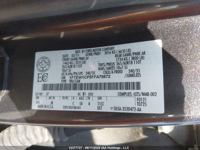 1FTEW1CP5FFA76872 Ford F-150 Xlt