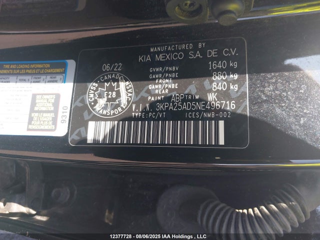 KIA mpi gamma ii 2022 3KPA25AD5NE496716 Image 18