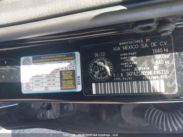 KIA mpi gamma ii 2022 3KPA25AD5NE496716 Image 9