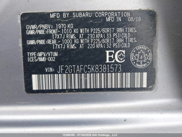 JF2GTAFC5K8381573 Subaru naturally aspirated