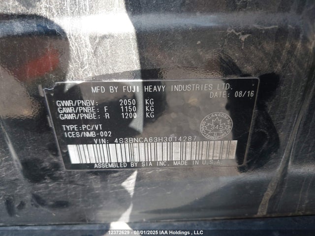 4S3BNCA63H3014287 Subaru c0
