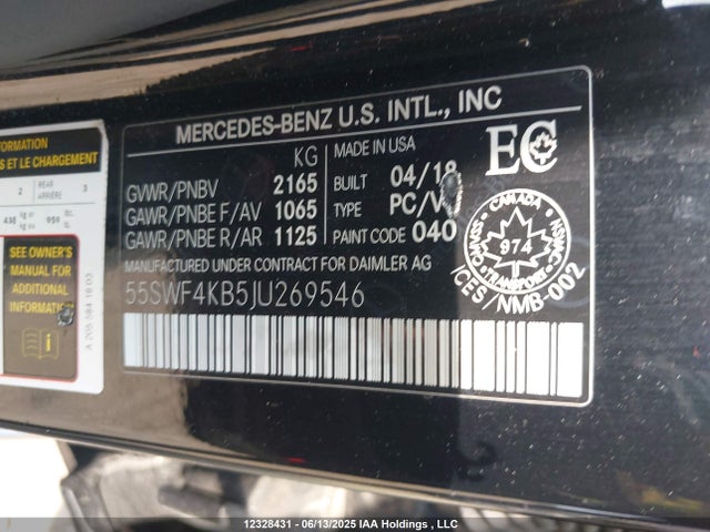 55SWF4KB5JU269546 Mercedes-Benz m274
