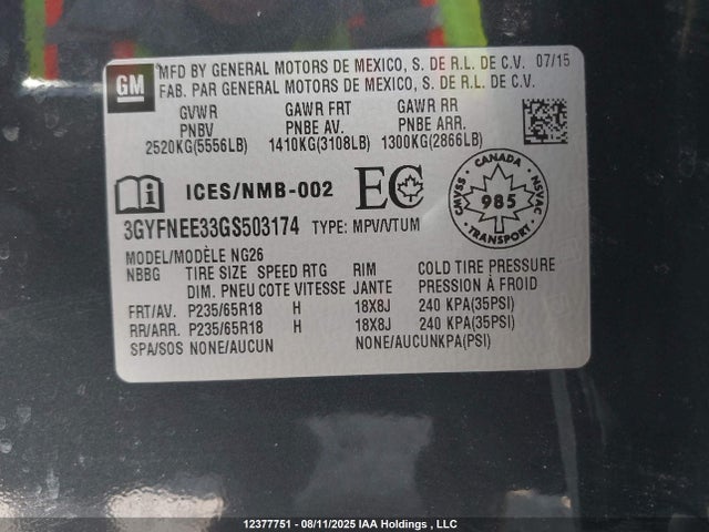 Cadillac lfx - sidi, vvt, e85 max, aluminum 2016 3GYFNEE33GS503174 Image 18