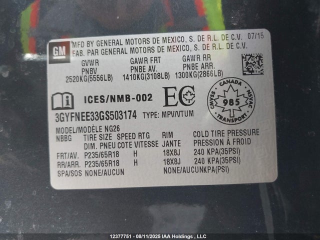 Cadillac lfx - sidi, vvt, e85 max, aluminum 2016 3GYFNEE33GS503174 Image 9