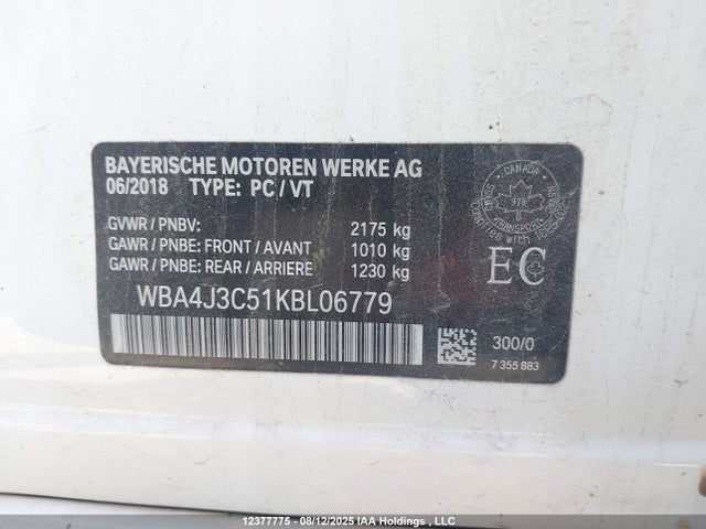 BMW 2019 2019 WBA4J3C51KBL06779 Image 9