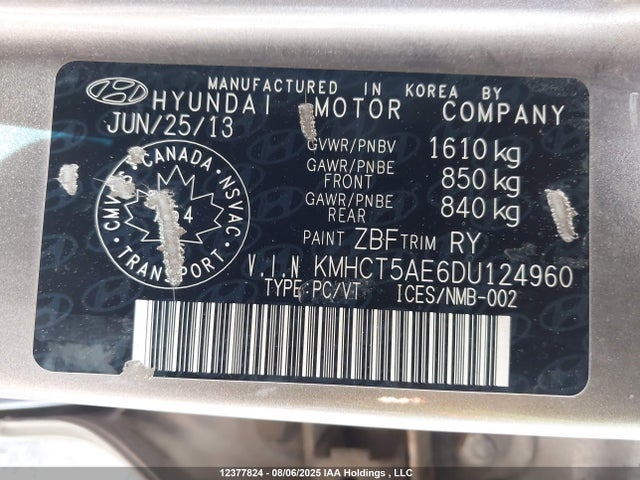 Продажа на аукционе авто 2013 Hyundai Accent Gls/gs, vin: KMHCT5AE6DU124960, номер лота: 12377824