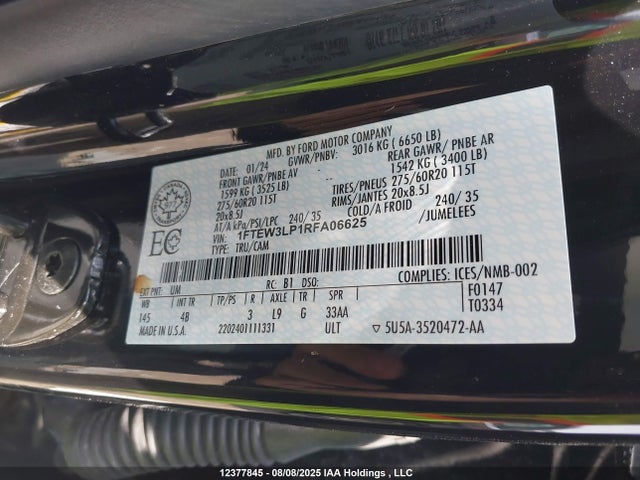 Ford 2.7l-4v 2024 1FTEW3LP1RFA06625 Image 9