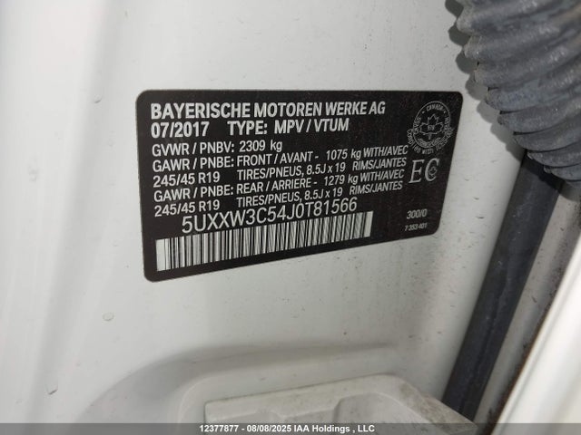 5UXXW3C54J0T81566 BMW X4