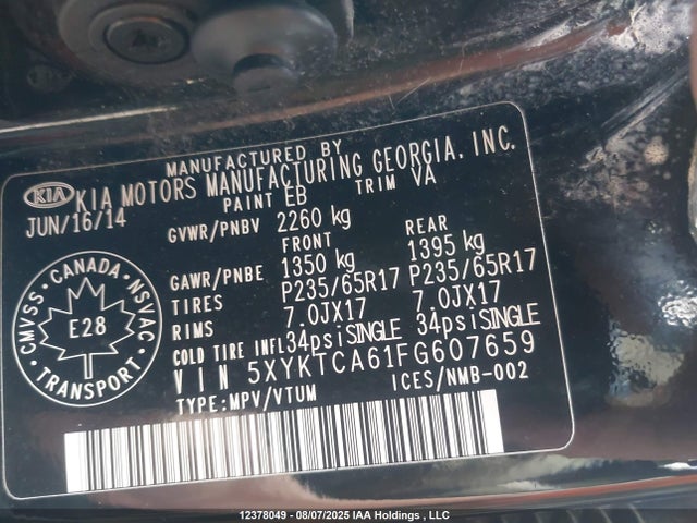 KIA dohc t-gdi theta-ii 2015 5XYKTCA61FG607659 Image 9