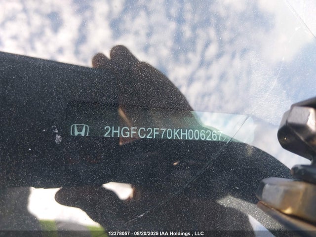 12378057 :رقم المزاد ، 2HGFC2F70KH006267 vin ، 2019 Honda Civic Ex مزاد بيع
