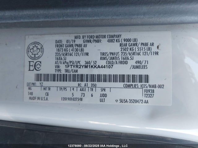 Ford Transit 2019 1FTYR2YM1KKA44107 Image 9