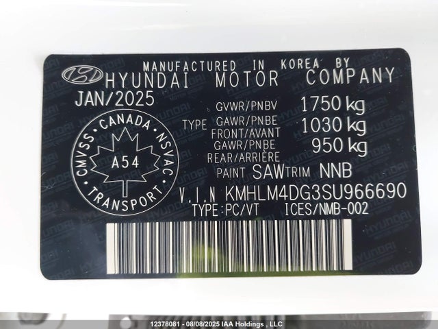Hyundai mpi nu pe 2025 KMHLM4DG3SU966690 Image 19