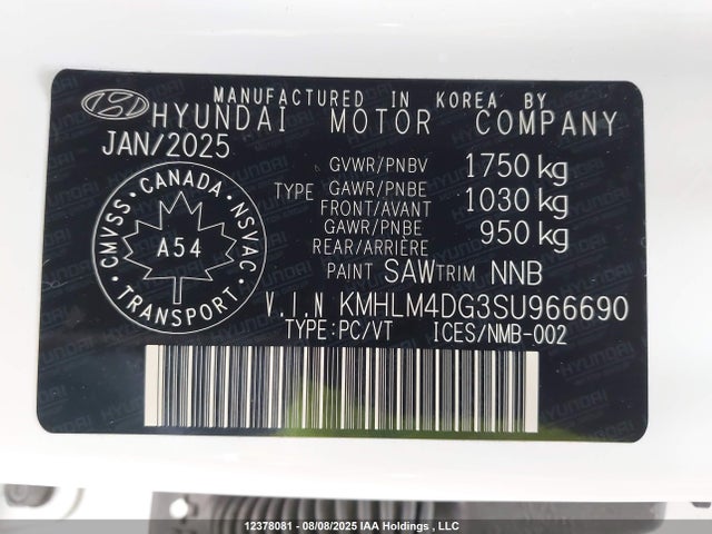 Hyundai mpi nu pe 2025 KMHLM4DG3SU966690 Image 9