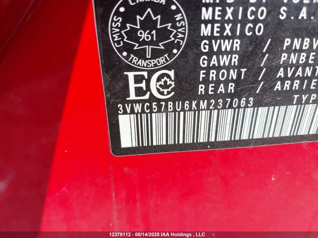 3VWC57BU6KM237063 Volkswagen 1.4 tsi