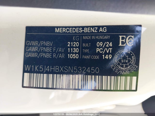 W1K5J4HBXSN532450 Mercedes-Benz m260