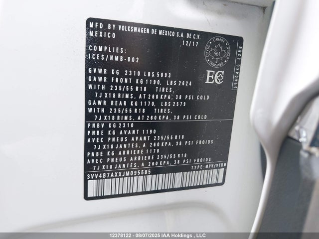 3VV4B7AXXJM095585 Volkswagen Tiguan