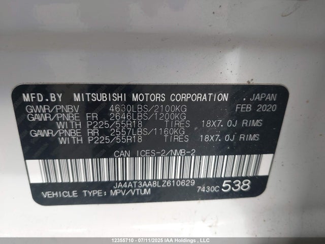 JA4AT3AA8LZ610629 Mitsubishi tc/ic mivec