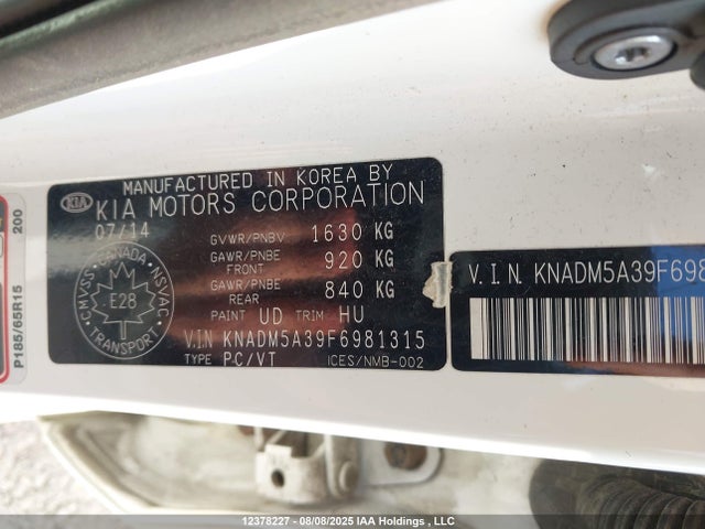 KNADM5A39F6981315 KIA dohc gamma