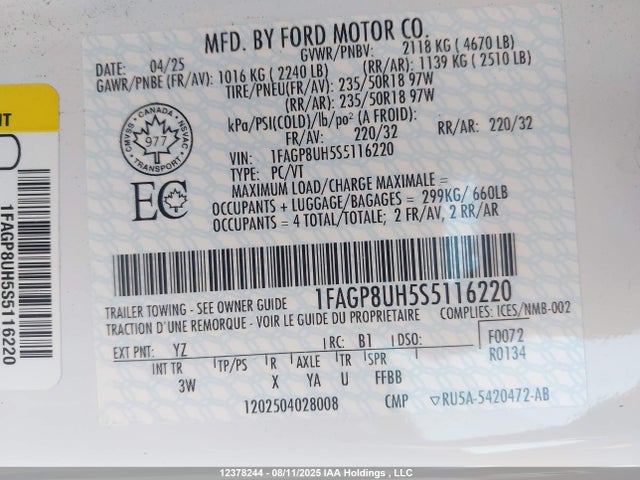 Ford 4v 2025 1FAGP8UH5S5116220 Image 18