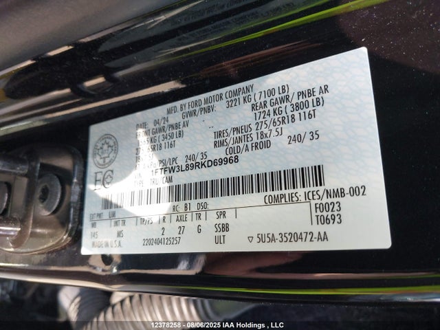 1FTFW3L89RKD69968 Ford gtdi