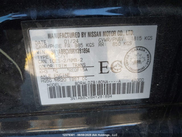 Nissan Sentra 2024 3N1AB8CV8RY281894 Image 9