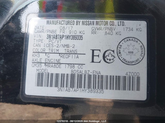 Nissan 2017 2017 3N1AB7AP1HY389335 Image 9