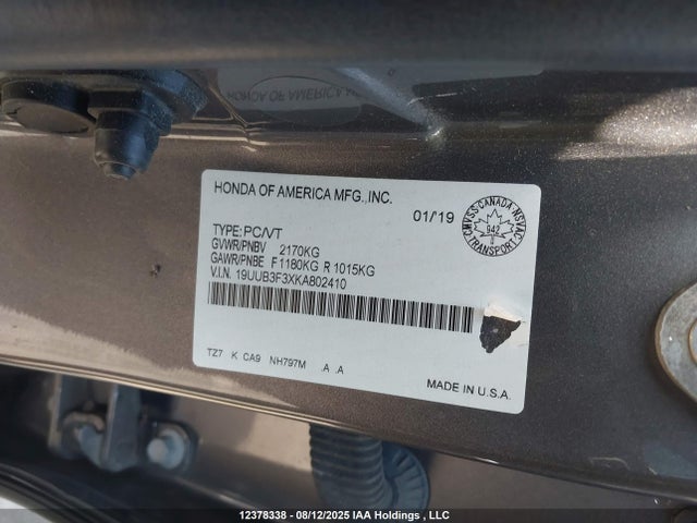 19UUB3F3XKA802410 Acura j35y6