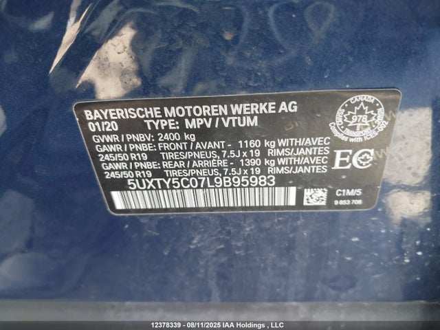 5UXTY5C07L9B95983 BMW X3