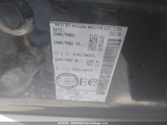 5N1AT2MV5GC792664 Nissan Rogue