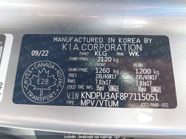 KNDPU3AF8P7115051 KIA gdi theta iii